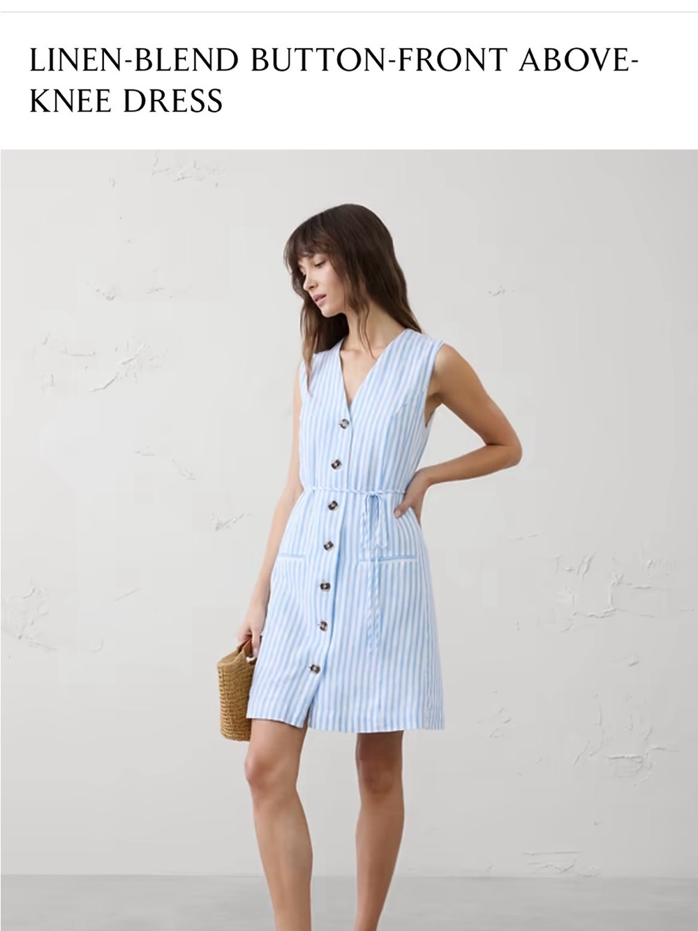 Banana Republic Light Blue and White Striped Button-Front Dress